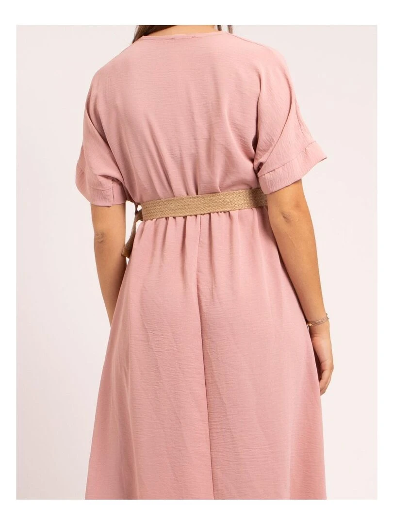 Robe longue et ceinture ICALEST Rose