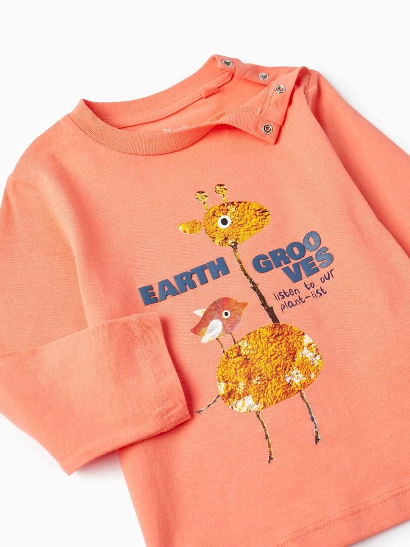T shirt à manches longues pour bébé garçon manches longues NATURE TAKEOVER   Rose