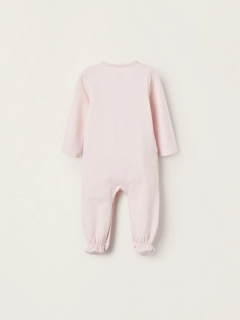 Combinaison avec pieds pour nouveau né 'Swallows & Roses' manches longues EARLY BLOOM   Rose clair