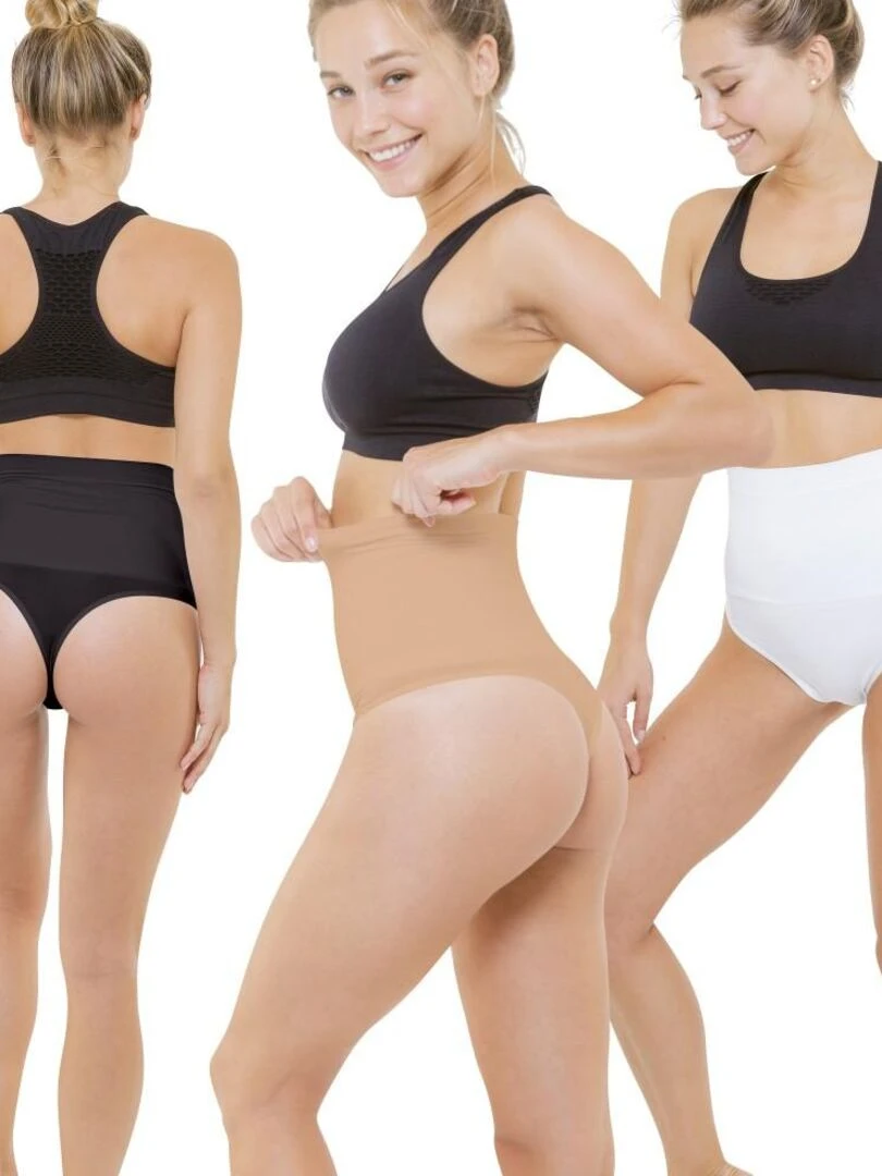 Lot de 3 strings amincissants noir  blanc & dune So Slim   Noir Beige Blanc