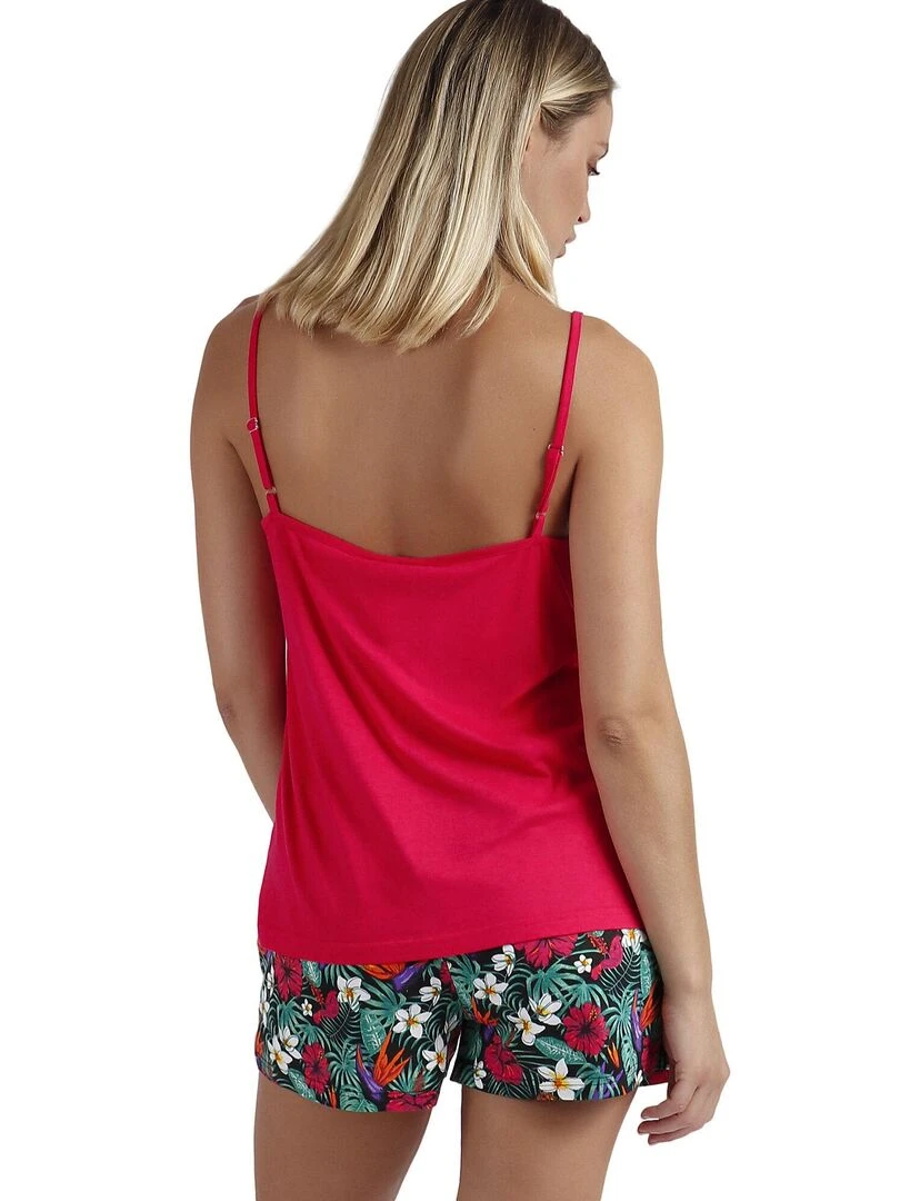 Pyjama short caraco Welcome To The Jungle Rose fushia