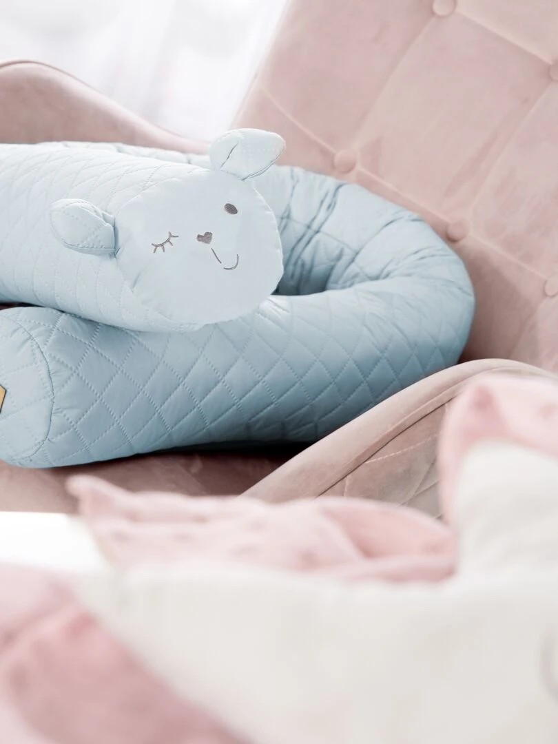 ROBA Serpent de Lit Bébé "roba Style"   170 cm   Avec Visage d'Ours   Bleu Clair   Bleu ciel