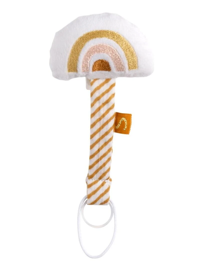 Attache tétine bébé en velours blanc Arc en ciel SAUTHON Blanc