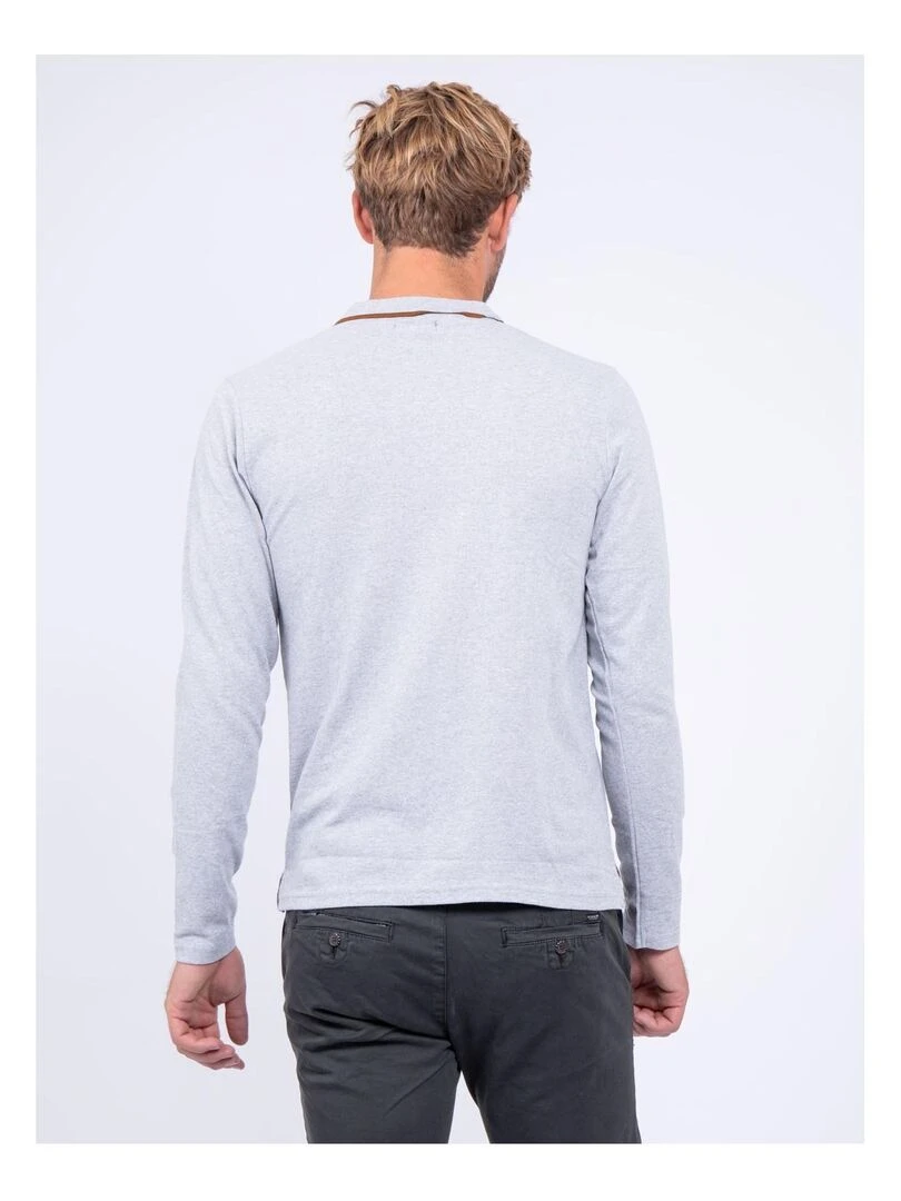Polo manches longues pur coton PONDOR Gris clair