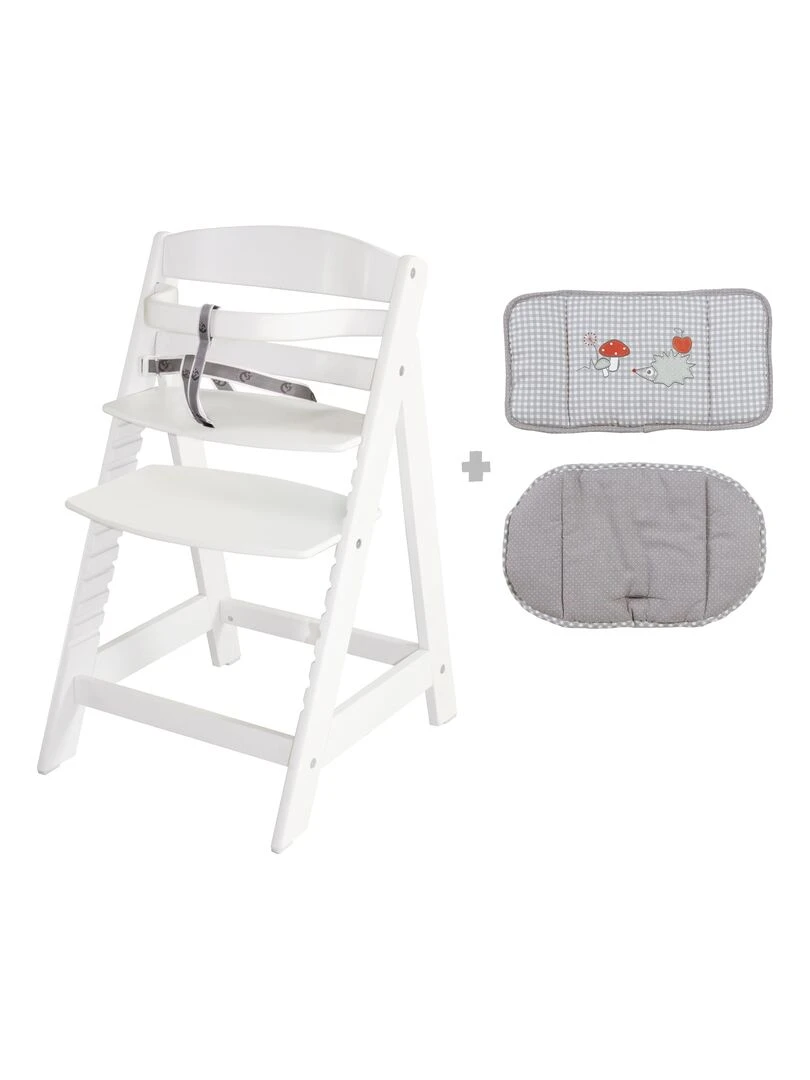 ROBA Chaise Haute Évolutive "Sit Up III" + Coussin "Adam & Eule" Blanc