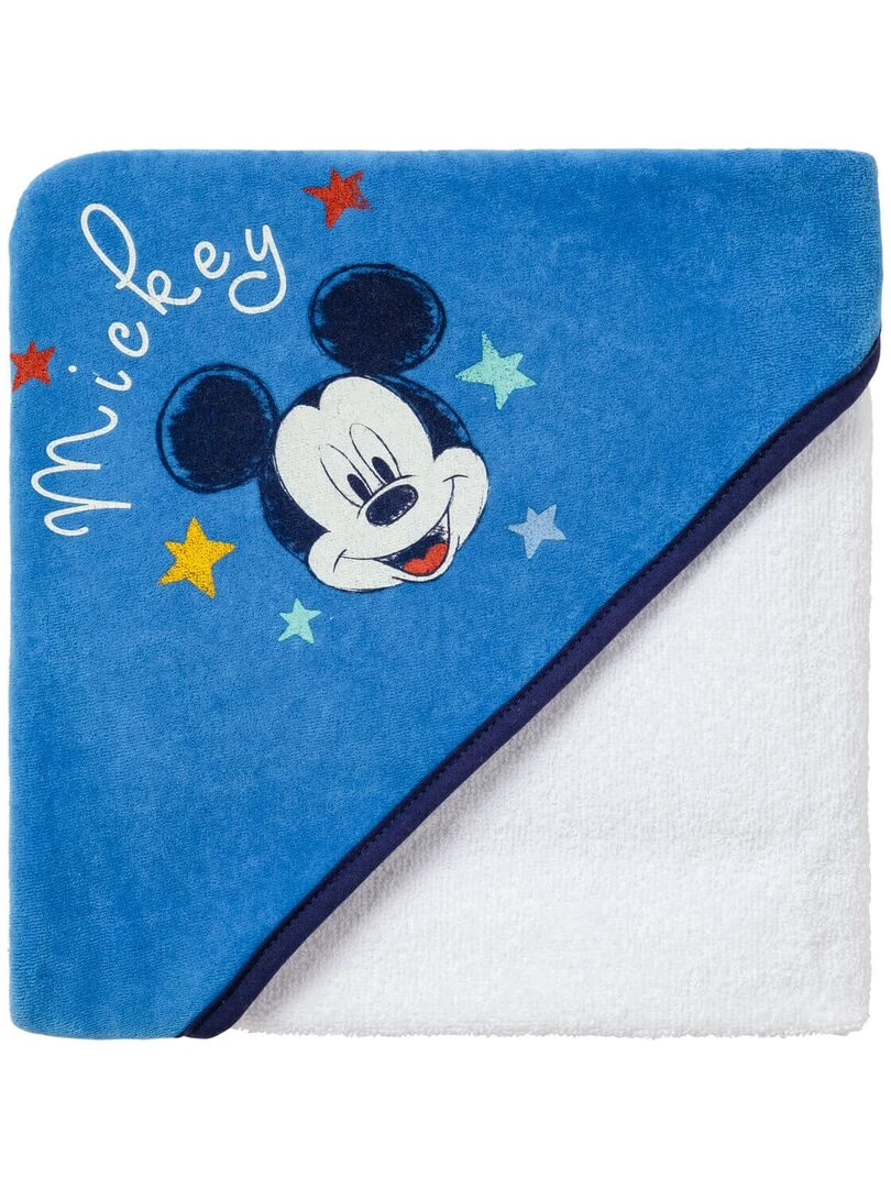 Cape de bain 80x80 cm velours Mickey Cool Bleu