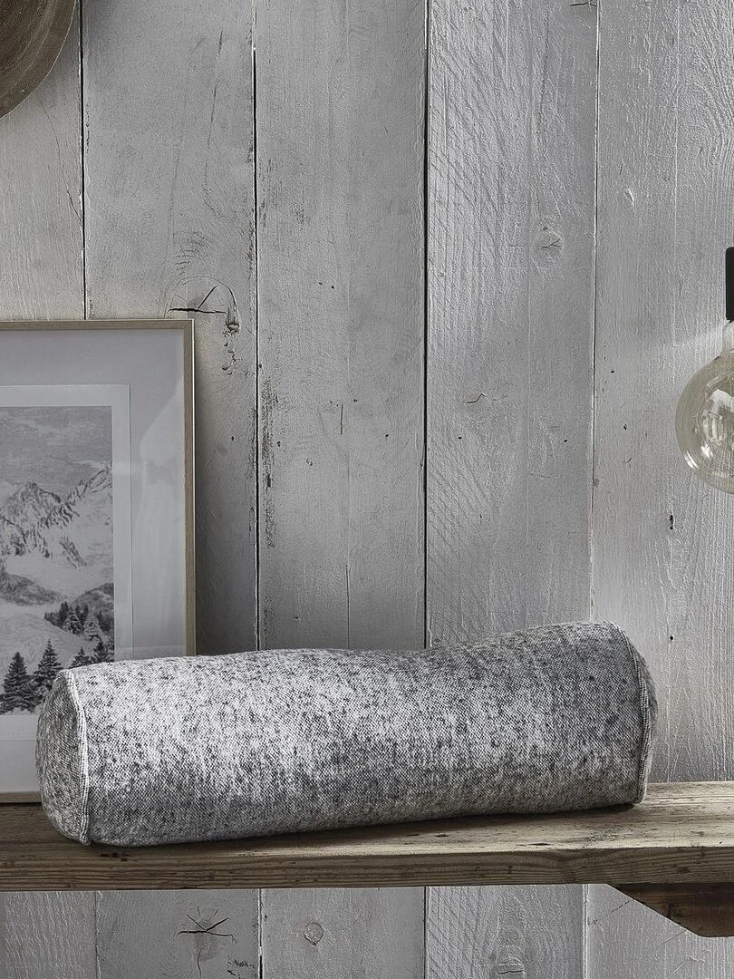 Coussin polochon imprimé 'MOUNTAIN' 'TODAY' Gris clair