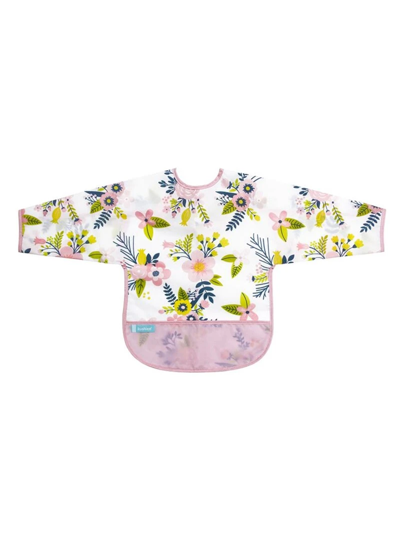 Bavoir Manches longues 6 12 mois Pink Garden Flowers Multicolore