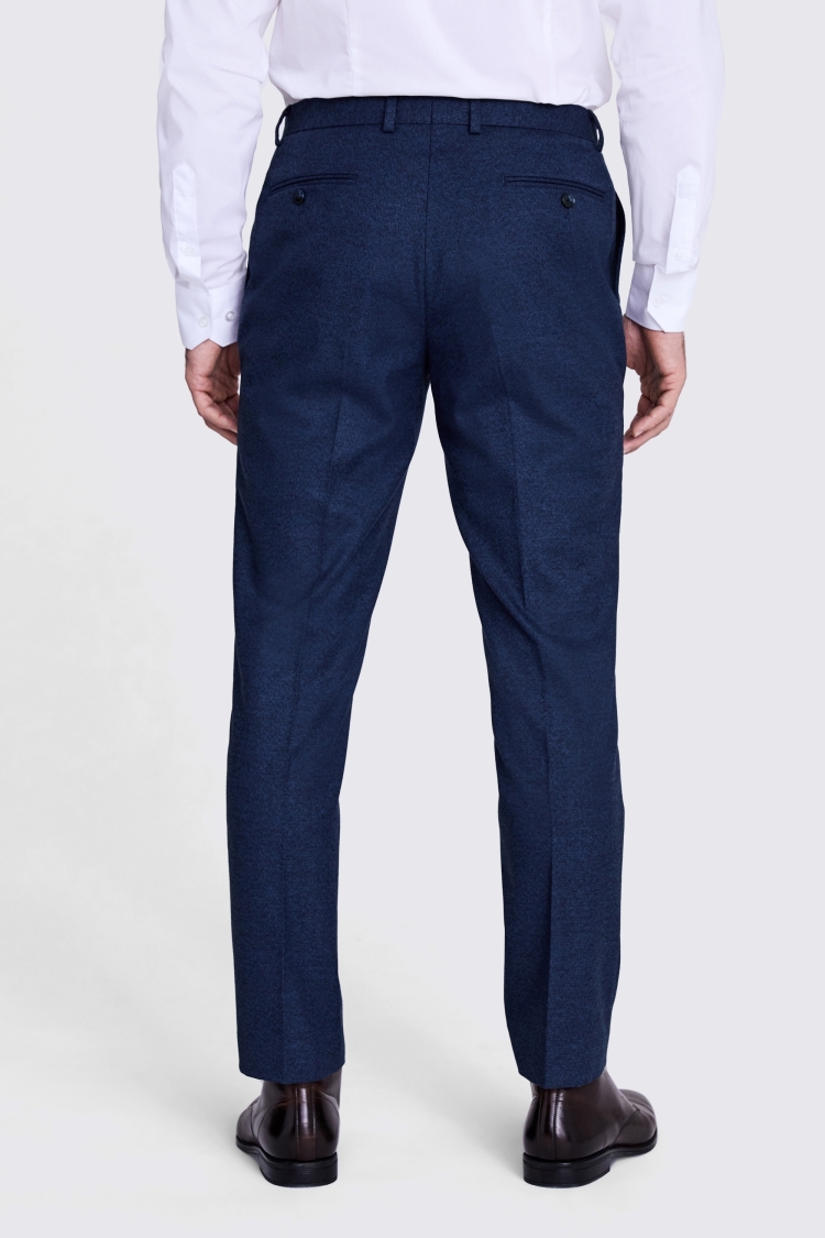 Italian Slim Fit Navy Hopsack Trousers   Buy Online at Moss