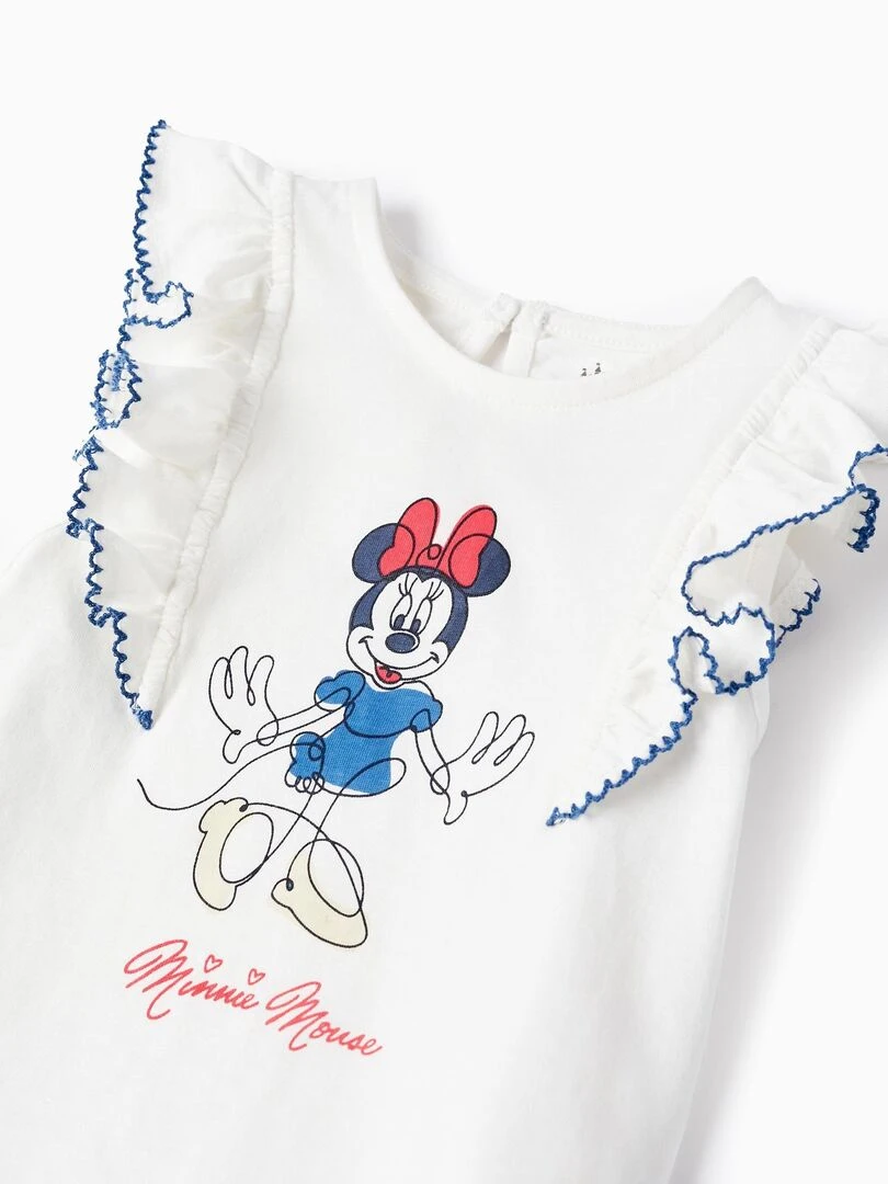 T shirt en jersey de coton pour bébé fille 'Minnie' manches courtes   Blanc