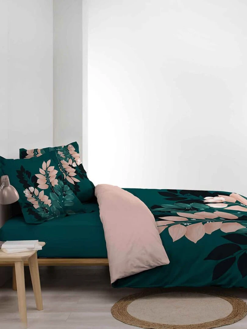 Housse de couette 260x240 Belline + 2 taies coton 42 fils Bleu