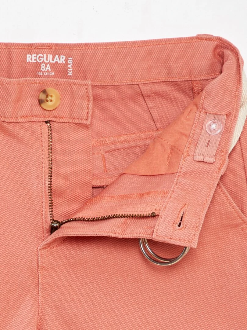 Short chino + ceinture   saumon