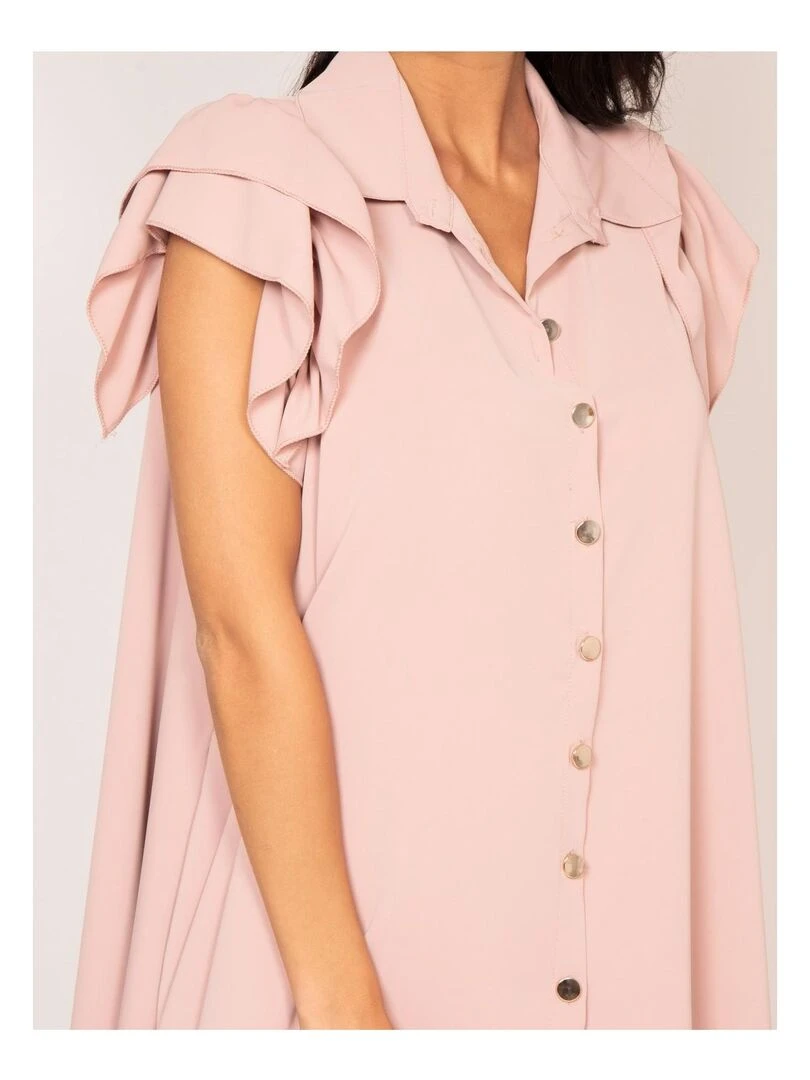 Robe courte boutonnée ILLISA   Rose
