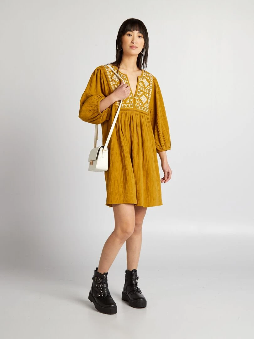 Robe avec broderie Vert