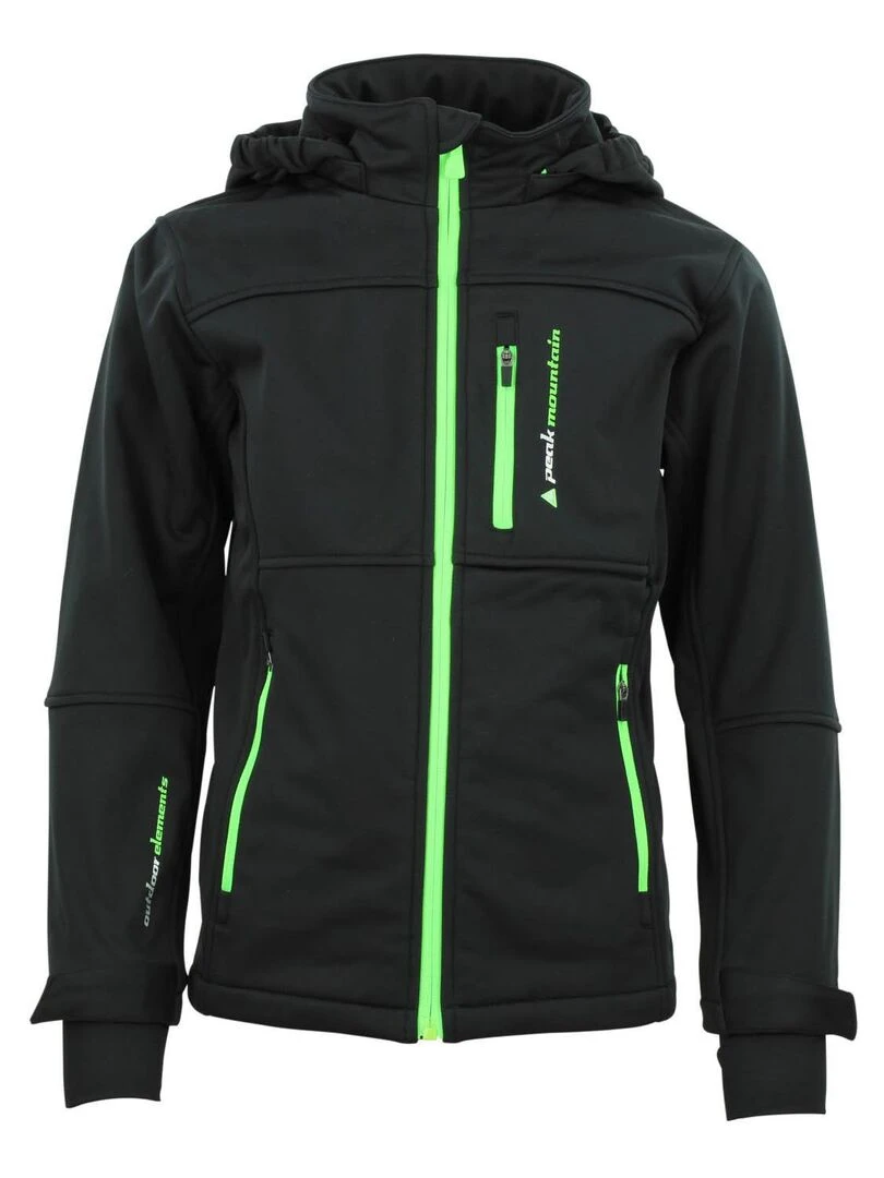 Blouson softshell garçon ECANNE PEAK MOUNTAIN Noir Vert