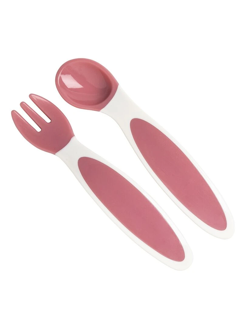 Lot de 2 couverts bébé ergonomiques roses 4 mois Rose