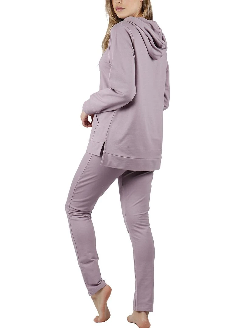 Pyjama pantalon sweat capuche Comfort Home Violet