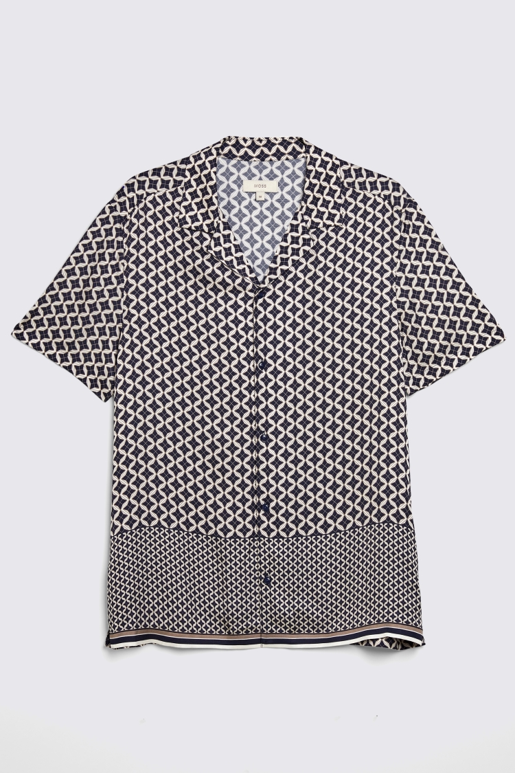 Navy Geo Print Shirt   Buy Online at Moss