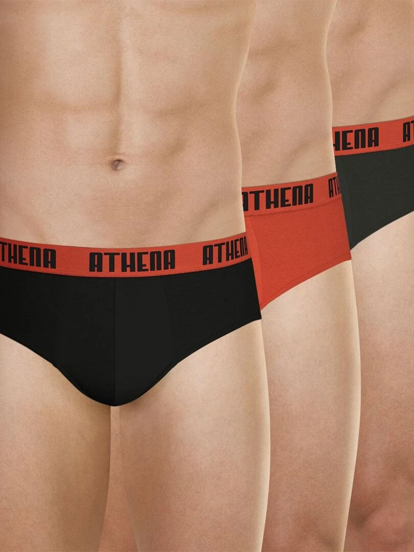 Lot de 3 slips homme Ecopack Noir Rouge Gris