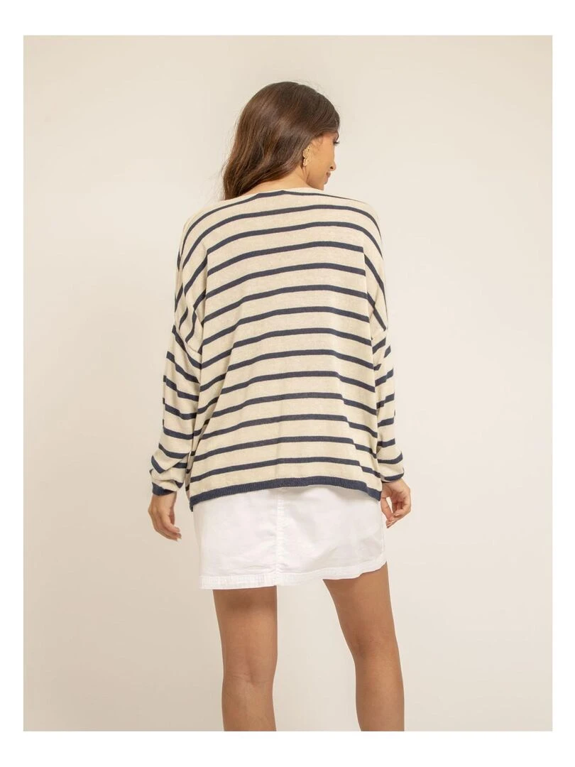 Pull fin motif cur KELA Bleu marine