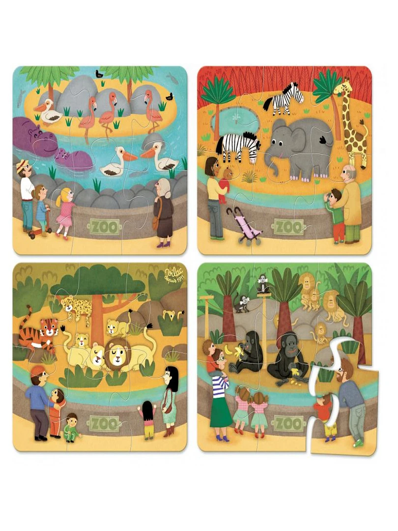 4 Puzzles De 6 Pieces Les Animaux Du Zoo N/A