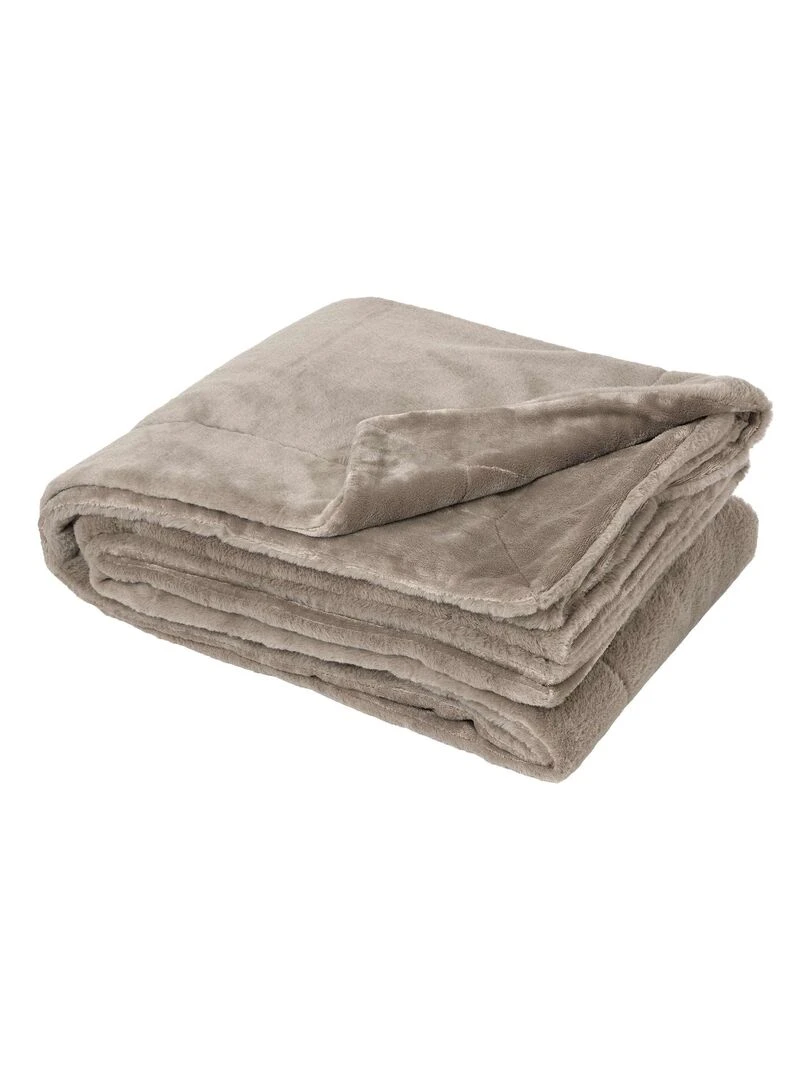 Plaid polaire double face Beige foncé