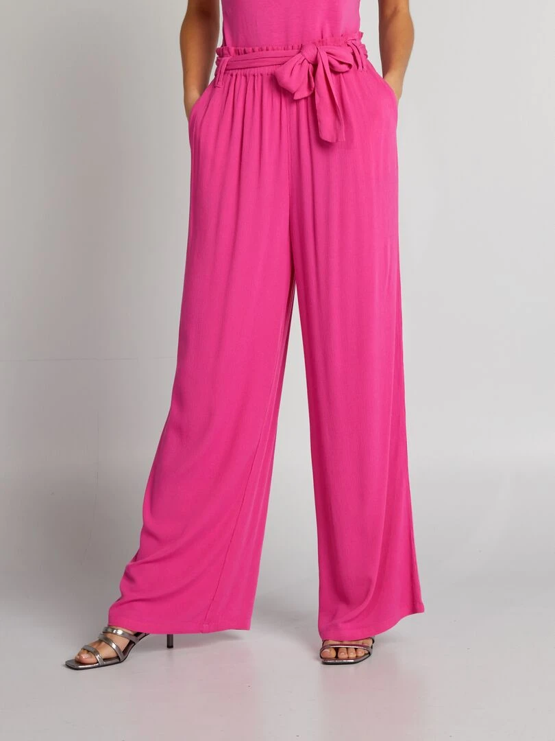 Pantalon avec ceinture à nouer Rose