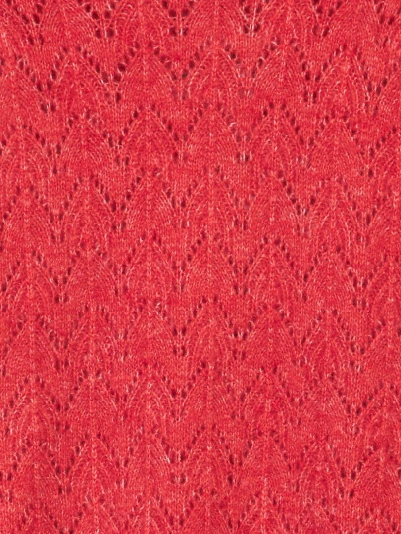 Robe pull maille ajourée rouge