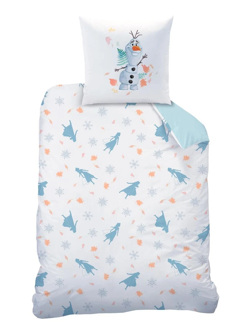 Parure de lit imprimée 100% coton  DISNEY HOME FROZEN SISTERS   Bleu