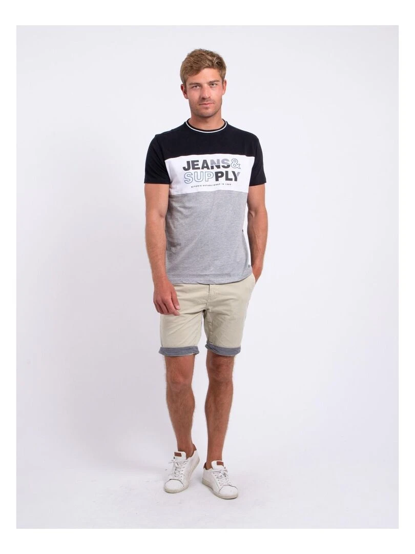 T shirt col rond pur coton NABELO   Noir