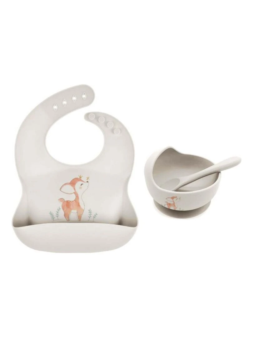Coffret repas en silicone Faon (3 pièces) Ecru