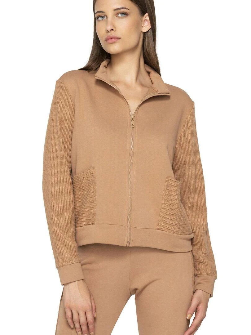 Sweat zippé à manches longues Sweetened Marron