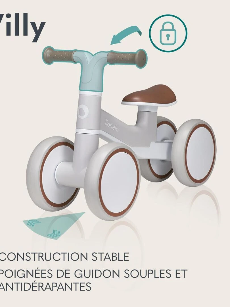 LIONELO Villy   Vélo enfant   4 Roues   Amorti à l'Avant   Siège Ergonomique   Bleu turquoise