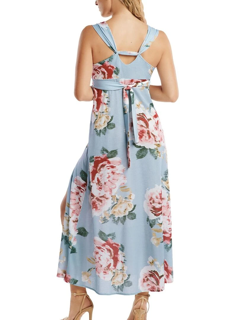 Robe longue estivale Hawaii Gris
