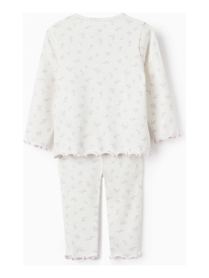 Pyjama côtelé à motif floral pour bébé fille manches longues ESSENTIALS LINE Blanc