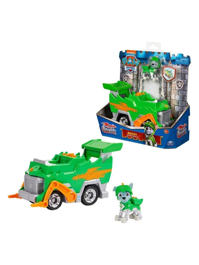 VÉHICULE ET FIGURINE PAT'PATROUILLE (PAW PATROL) RESCUE KNIGHTS : Véhicule de recyclage de Rocky N/A