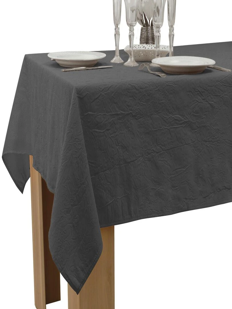 Nappe Anti taches Froissée Gris anthracite   150 x 350 cm   Gris foncé