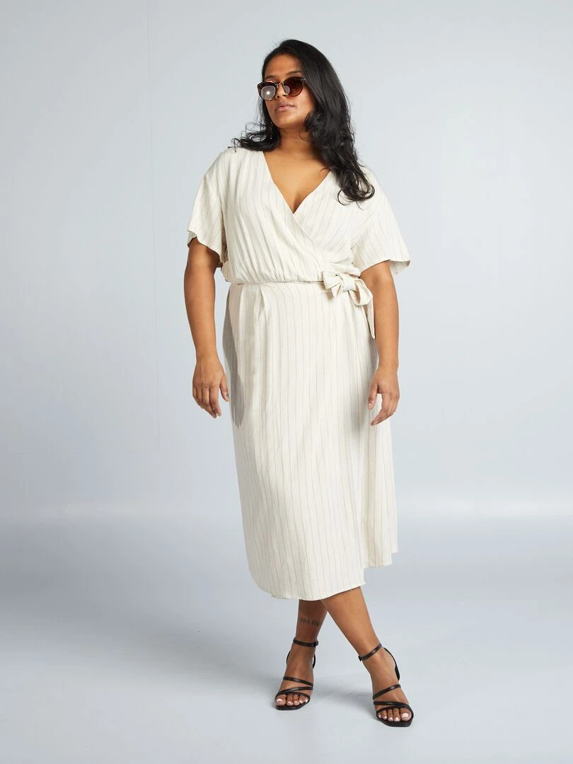 Robe coupe portefeuille Beige