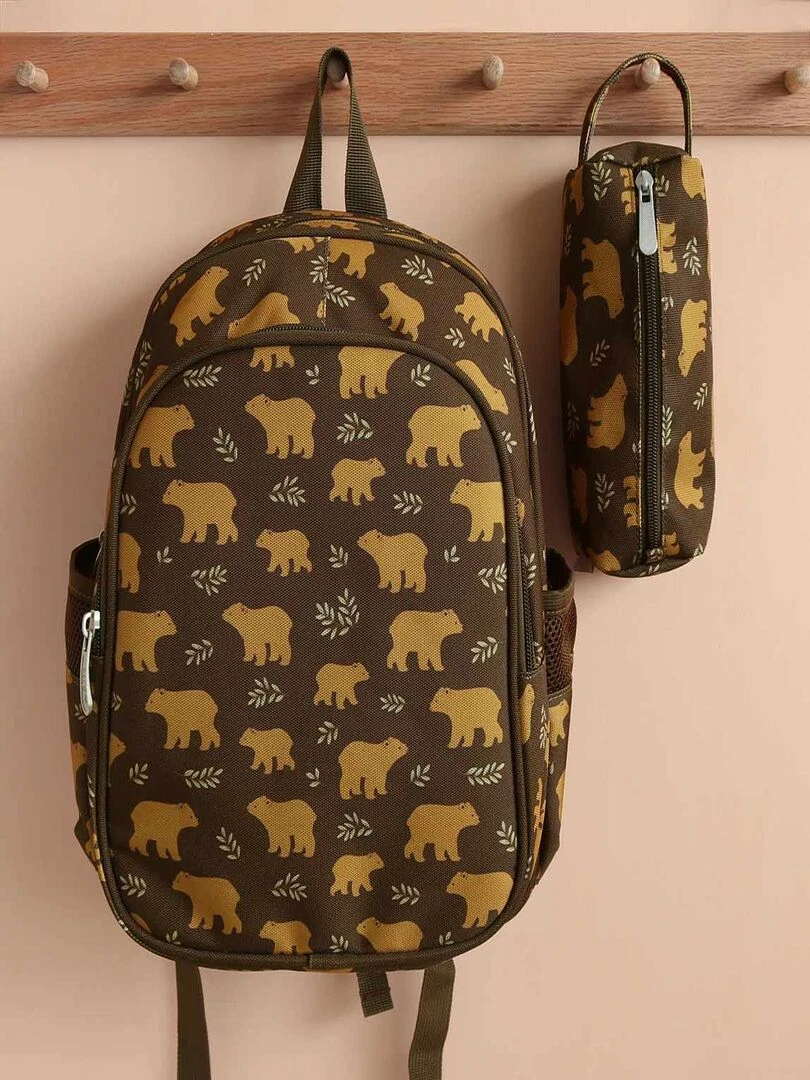 Trousse scolaire Ours   Marron