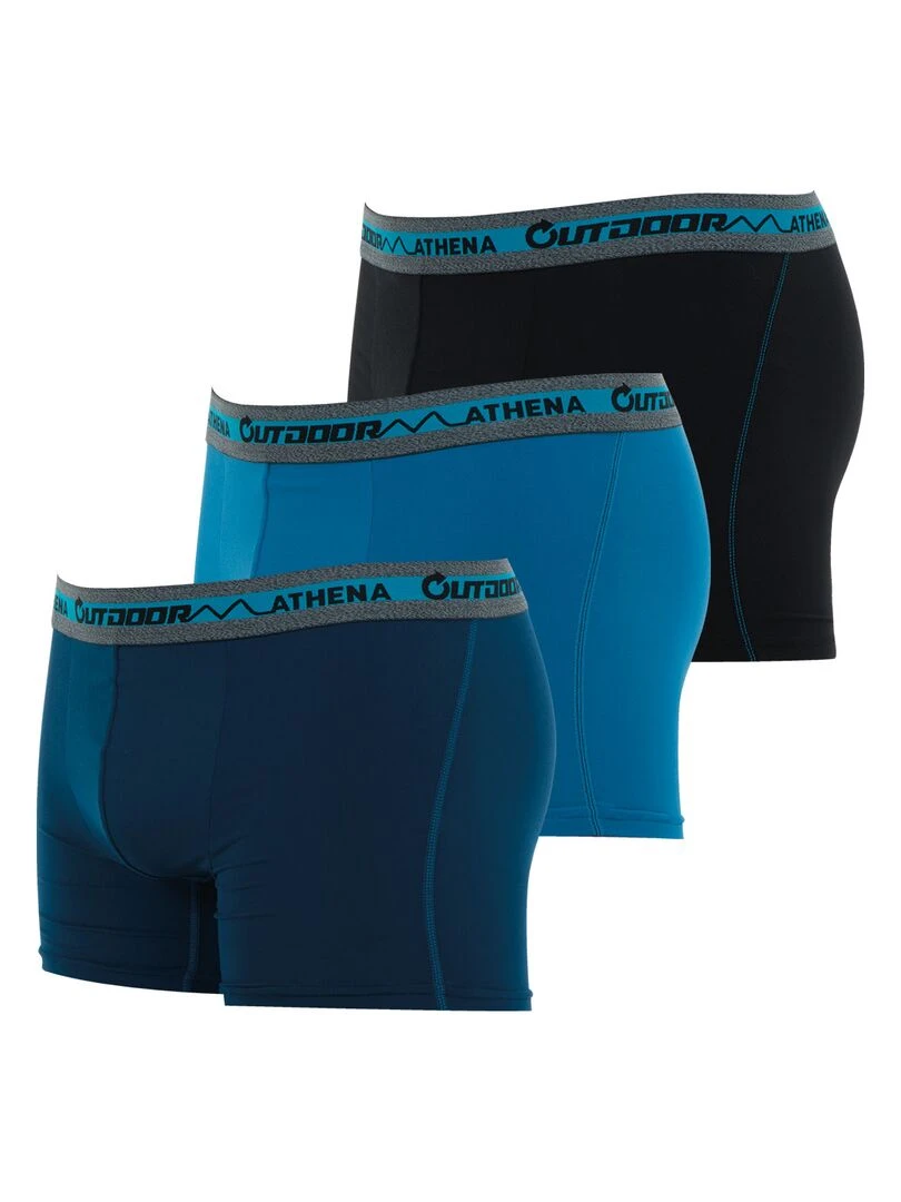 Lot de 3 boxers recyclé homme Outdoor   Bleu marine