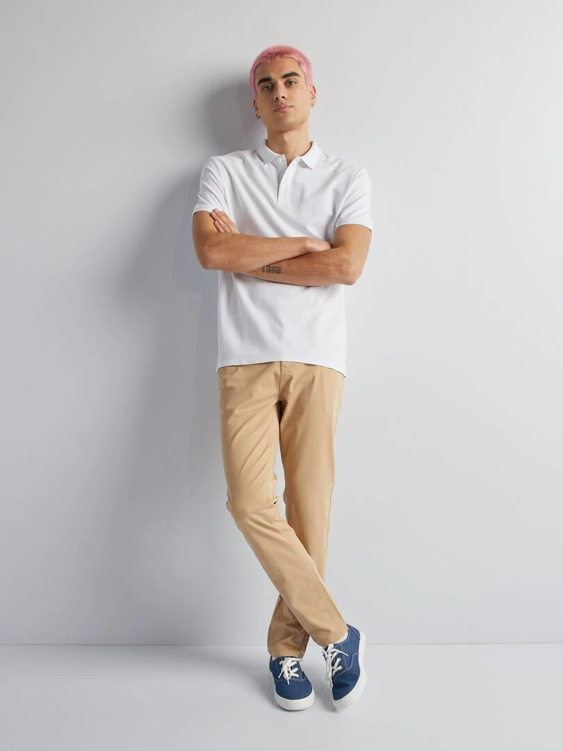 Pantalon chino uni Beige