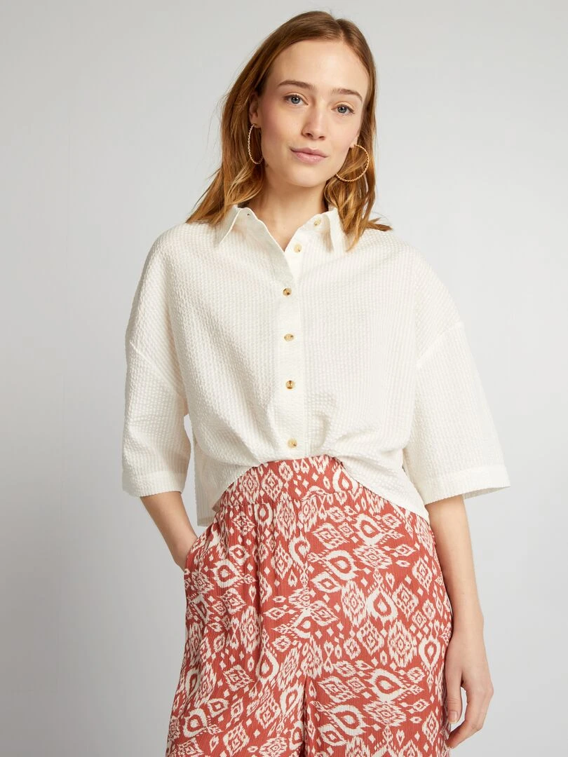 Chemise courte à emmanchures descendues blanc