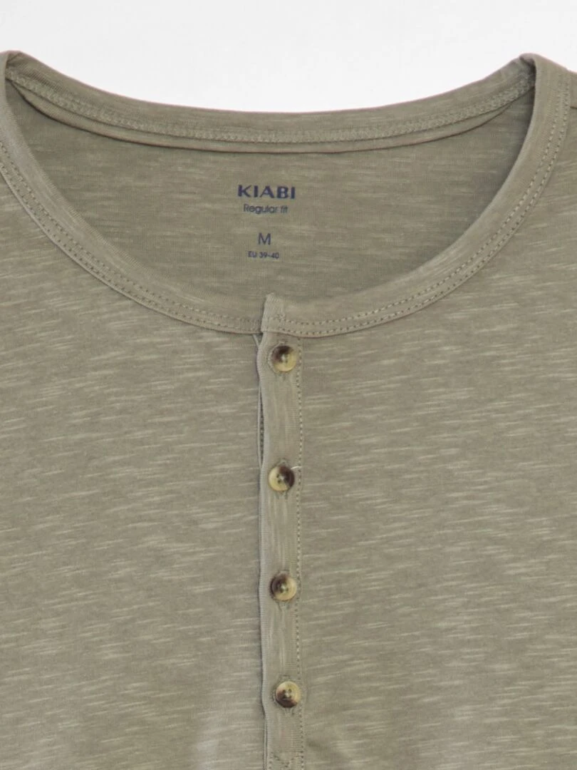 T shirt en jersey à col mao Vert