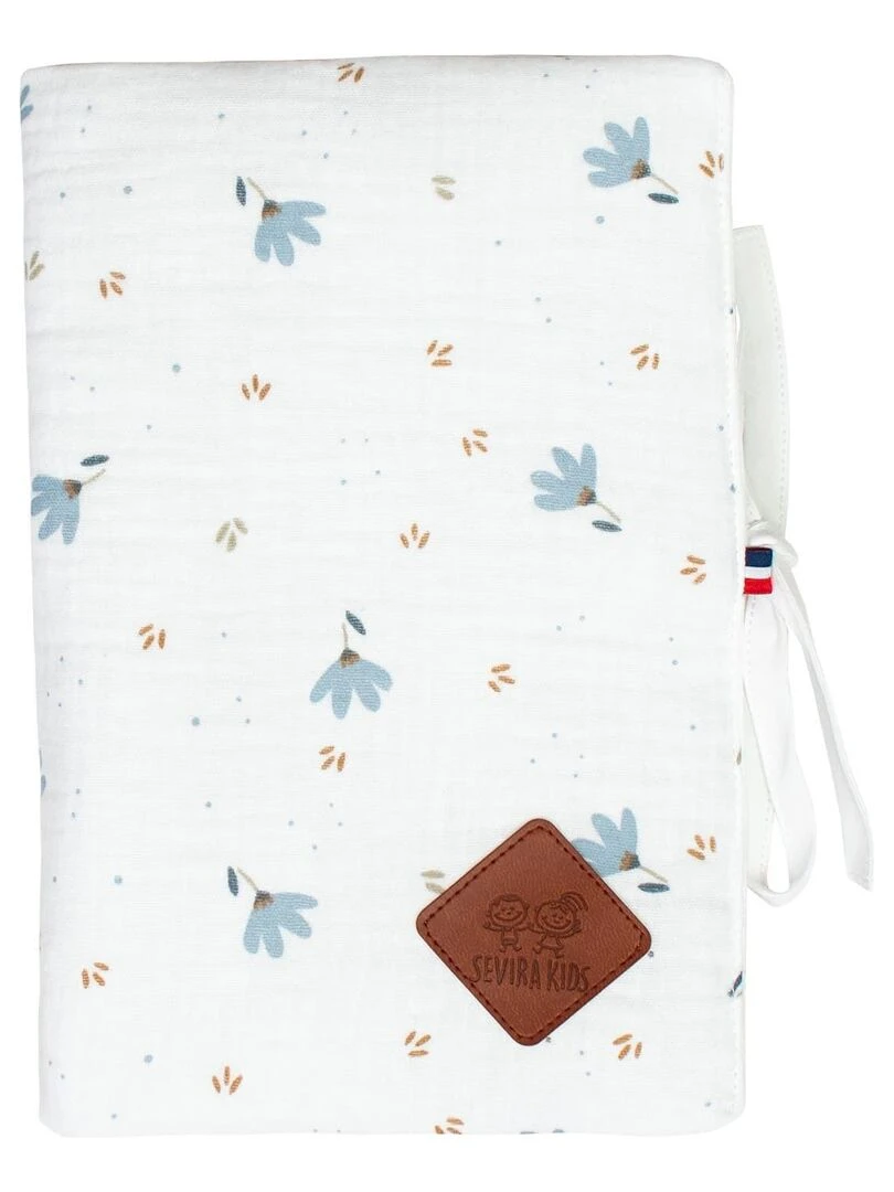 Protège carnet de santé bébé en gaze de coton Bleuet Multicolore
