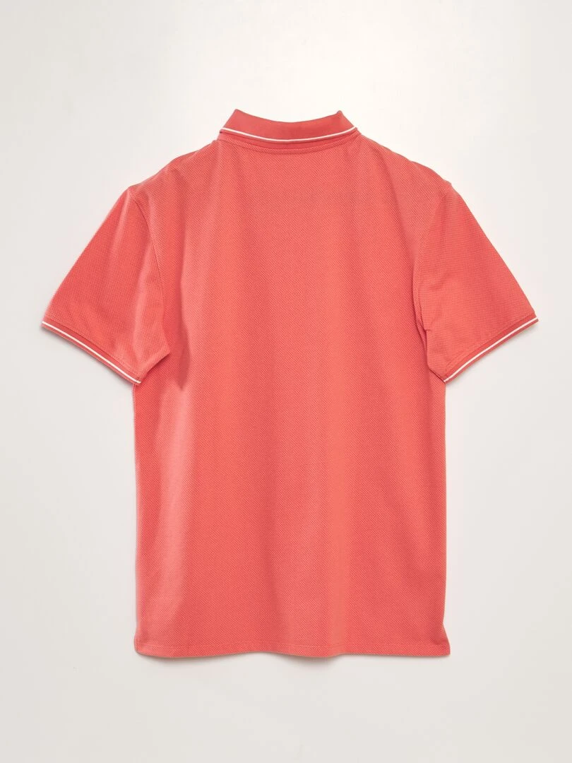 Polo en piqué de coton effet moucheté Rouge