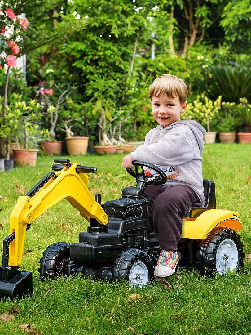 Tracteur à pédales tractopelle pelleteuse articulée jaune   Jaune