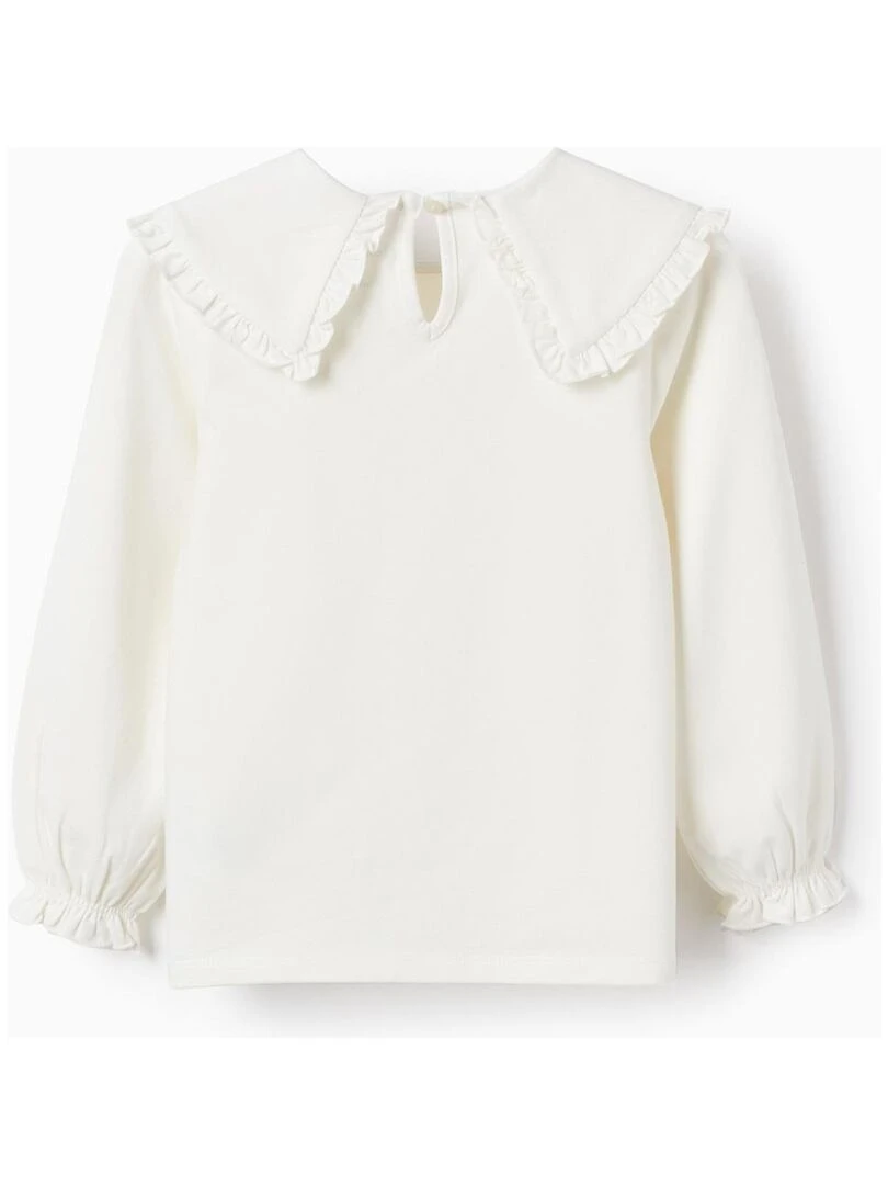 T shirt à manches longues avec col large et volants pour fille manches longues FIELD DAYS Beige clair