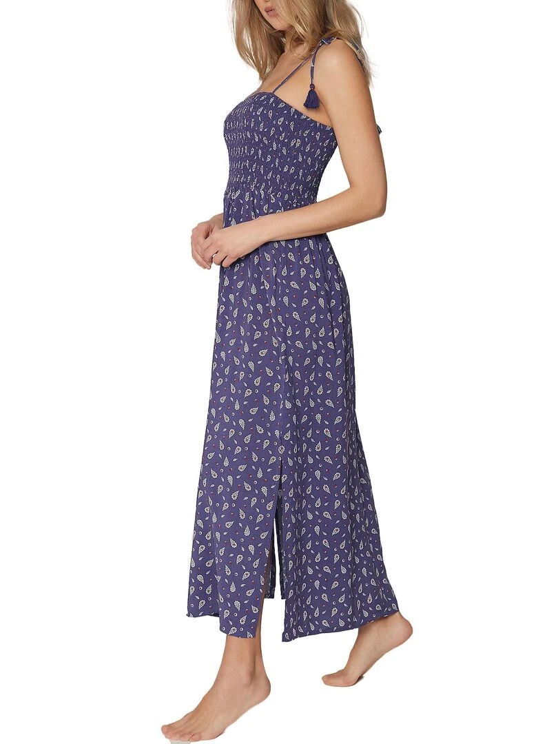 Robe longue estivale Navy Cachemire   Bleu marine