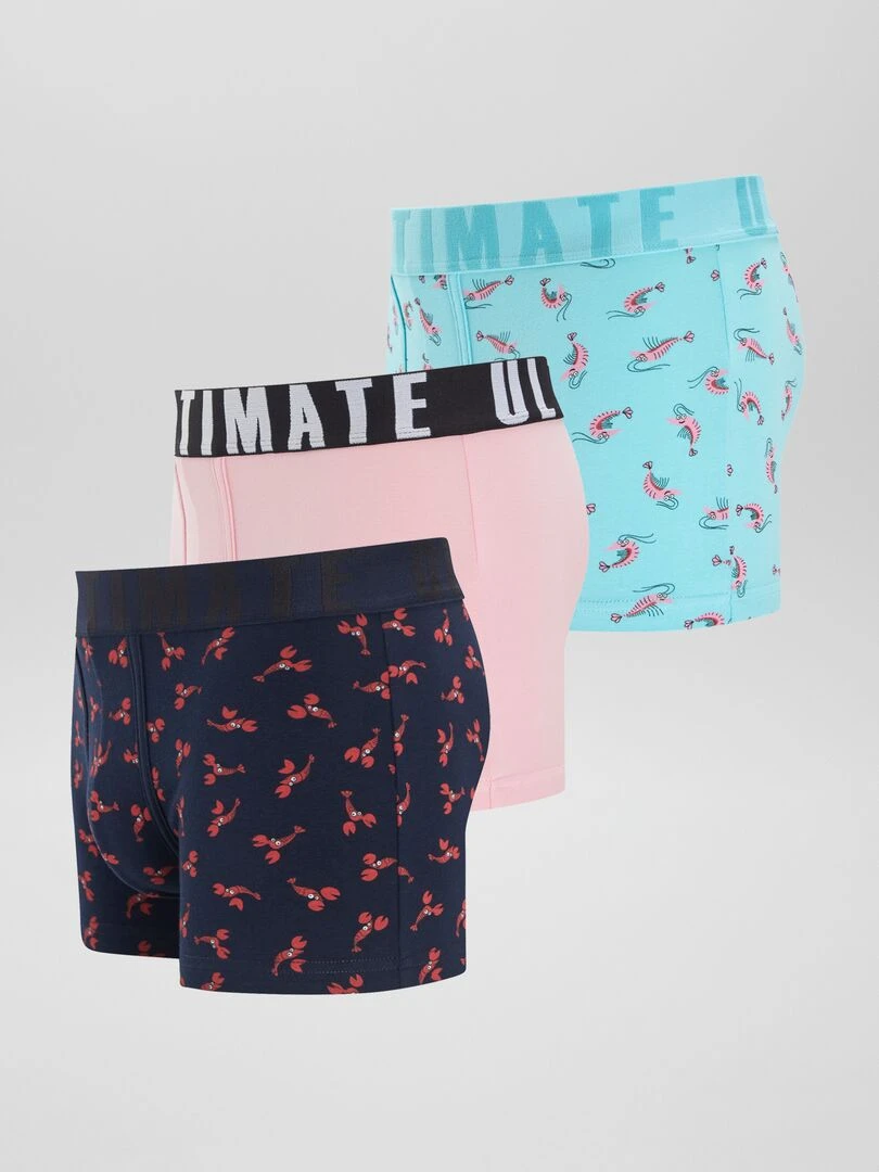 Lot de 3 boxers fantaisie   BLEU