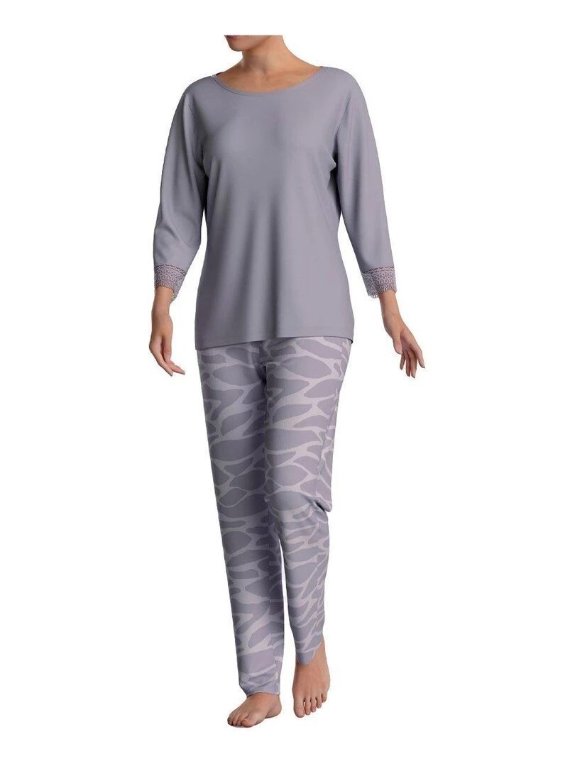 Ensemble pyjama 2 pièces Benita au motif d'écume Monochrome Gris